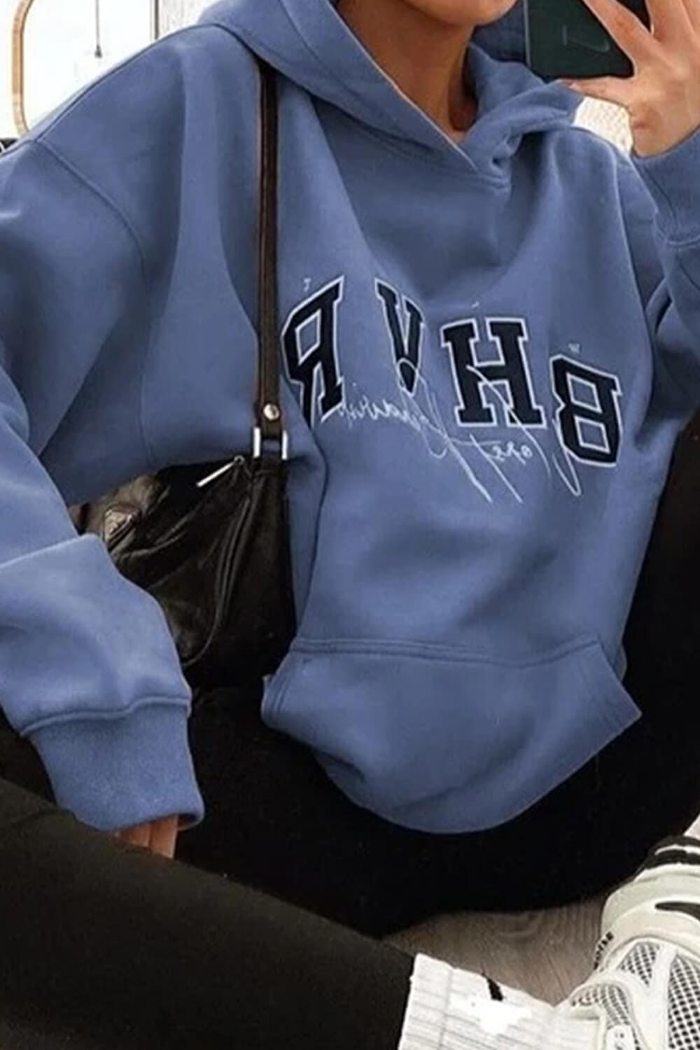 Blue Bhvr Pullover Oversized Hoodie