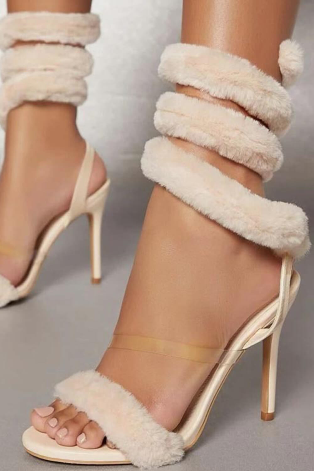 White hot sale furry heels