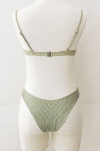 Green Polka Dot Front V Underwire Bikini Top