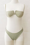 Green Polka Dot Front V Underwire Bikini Top