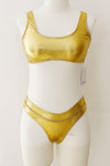 Metallic Gold Cropped Bikini Top