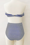 Blue White Striped Frill Bandeau Bikini Top