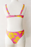 Pink And Orange Floral Print Underwire Balconette Bikini Top