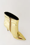 Metallic Gold Pointed Stiletto Heeled Ankle Boots