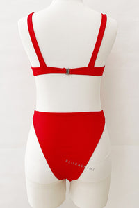 Red Rib High Waisted Bikini Bottom