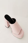 Double Chunky Platform High Heeled Mules - Pink