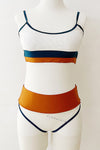 White Chocolate Blue Blocked Rib Sporty Bikini Top