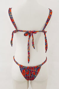 Floral Cutout Ruched Bust Bralette Bikini Set