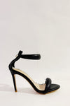 Faux Leather 'Bubble' Straps Pointed Toe Stiletto Heels - Black