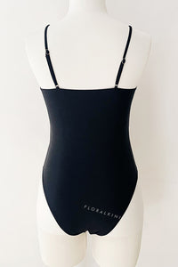 Ring Cut Out High-Cut One Piece Swimsuit - Black/White