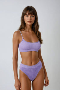 Purple Rib Sporty Bikini Top