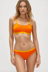 Orange Yellow Blocked Rib Sproty Bikini Top