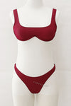 Burgundy Ribbed Underwire Bikini Top