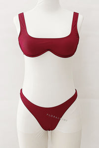 Burgundy Ribbed Underwire Bikini Top