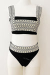 Black Woven Zig-Zag Bikini Top