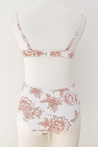 Tan Floral Balconette Ruched Underwire Bikini Top