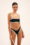 Contrast Trim Cami High-Leg Bikini Set - Black & White