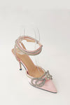 Pink Wrap Around Diamante Bow High Heel