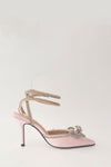 Pink Wrap Around Diamante Bow High Heel