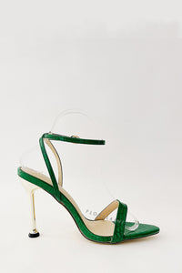 Green Faux Croc Stiletto Heels