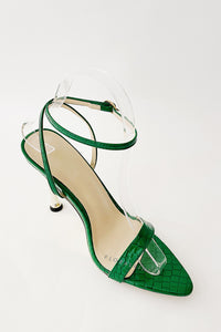 Green Faux Croc Stiletto Heels