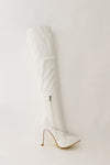 White Croc Print Thigh High Stiletto Boots