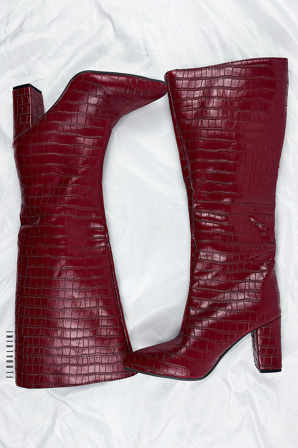 Burgundy croc boots hotsell