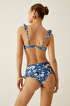 Blue Dragonfly Ruffle-Trimmed Underwire High Waisted Bikini Set