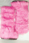 Fluffy Faux Fur Over The Knee Boot - Pink