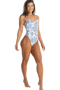 Jungle Printed Balconette One Piece Swimsuit - Blue/Green