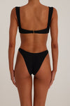 Bandeau Bikini Set With Gold Spiral Hardware Details - Black