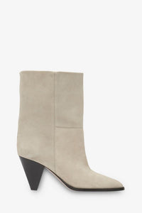 Pointed-Toe Faux Suede Conical Heel Ankle Boots