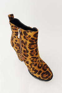 Brown Leopard Print Faux Suede Chunky Platform Boots