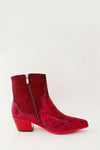 Red Snake Suede Cowboy Boots