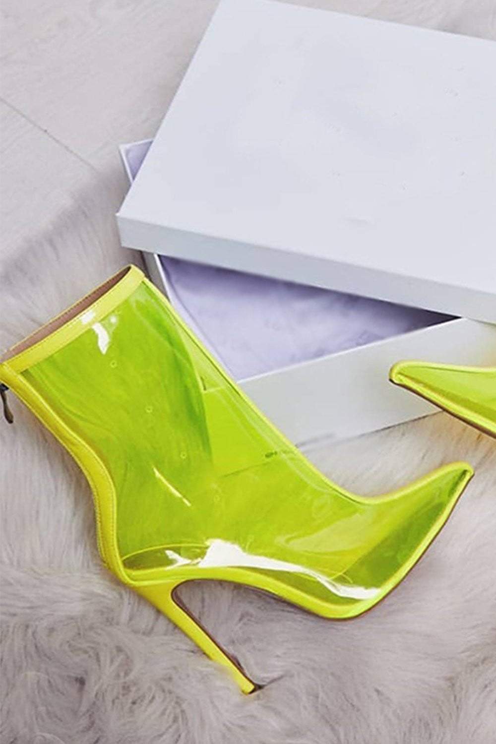 clear neon yellow heels