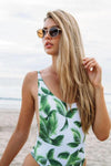 Floralkini White Leaf Print Backness Monokini - FloralKini (10375398286)