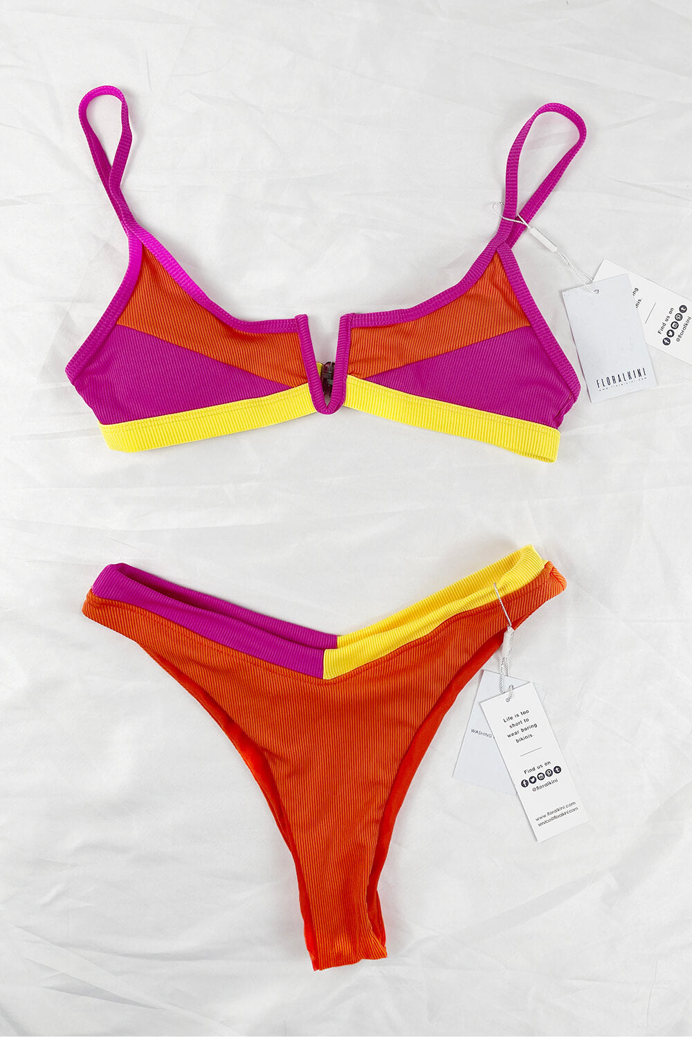 Pink and sale yellow bathing suit