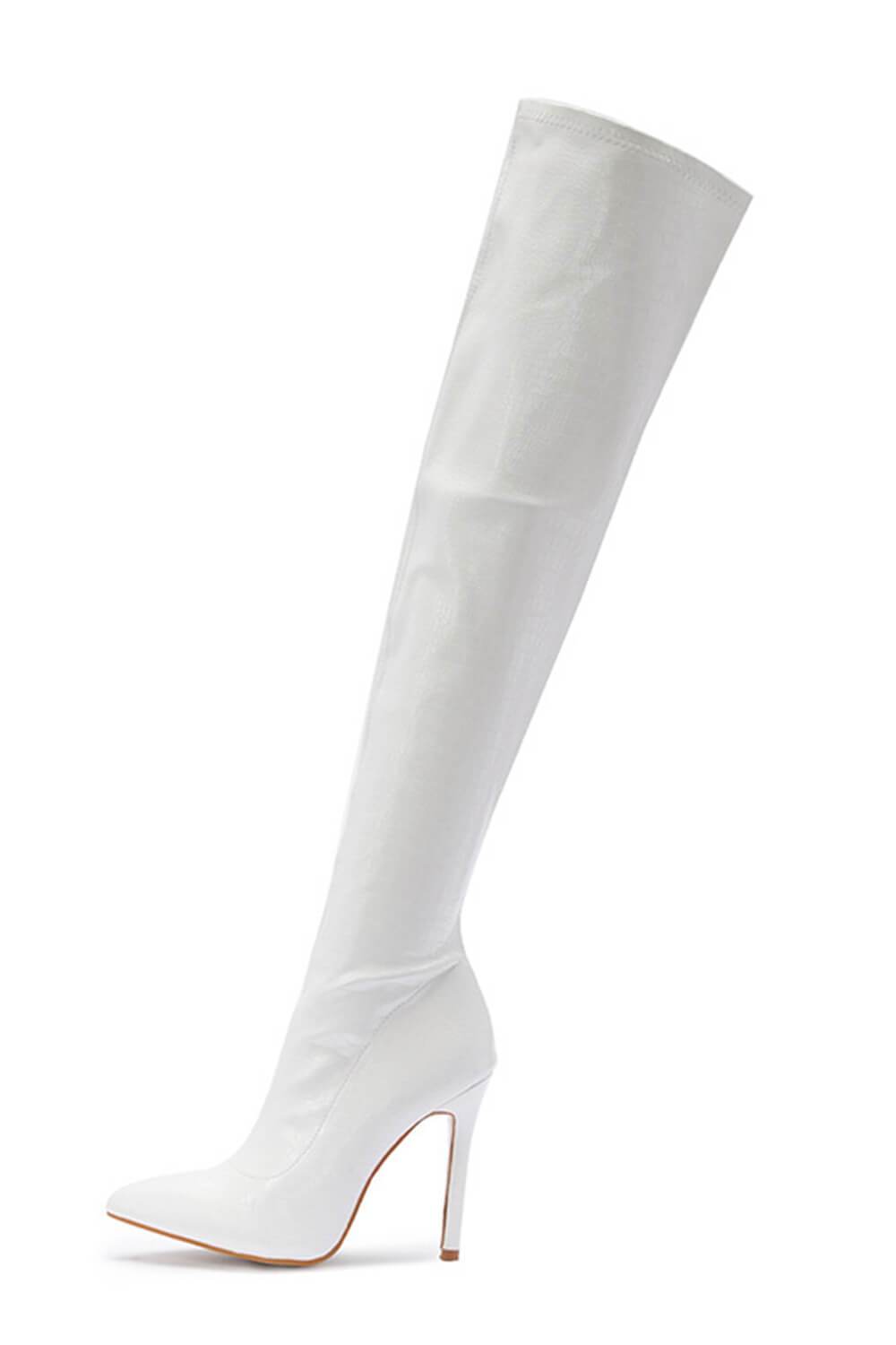 White boots hot sale thigh high