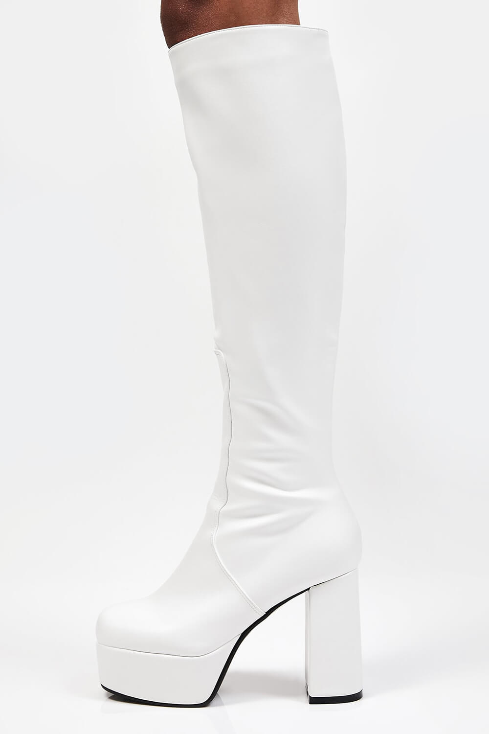 White knee high platform on sale boots