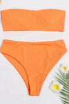 Orange High-Waist Ribbed Bikini Bottoms