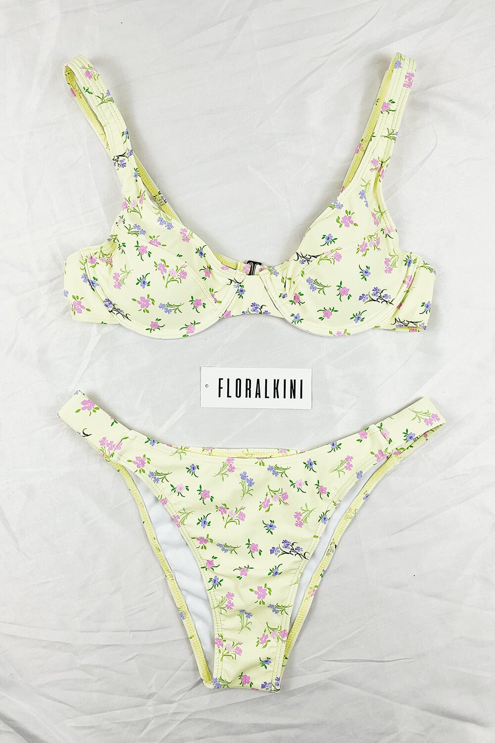 Lemon Floral Print Balconette Underwire Bikini Top