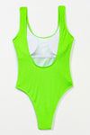 Neon Green Crinkle High Leg One Piece Swimsuit