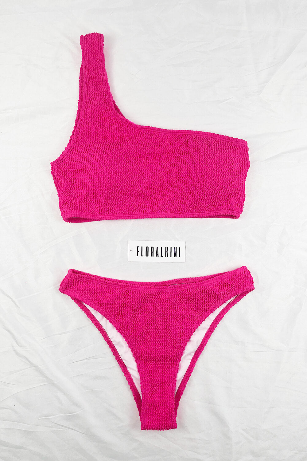 Neon pink one store shoulder bikini