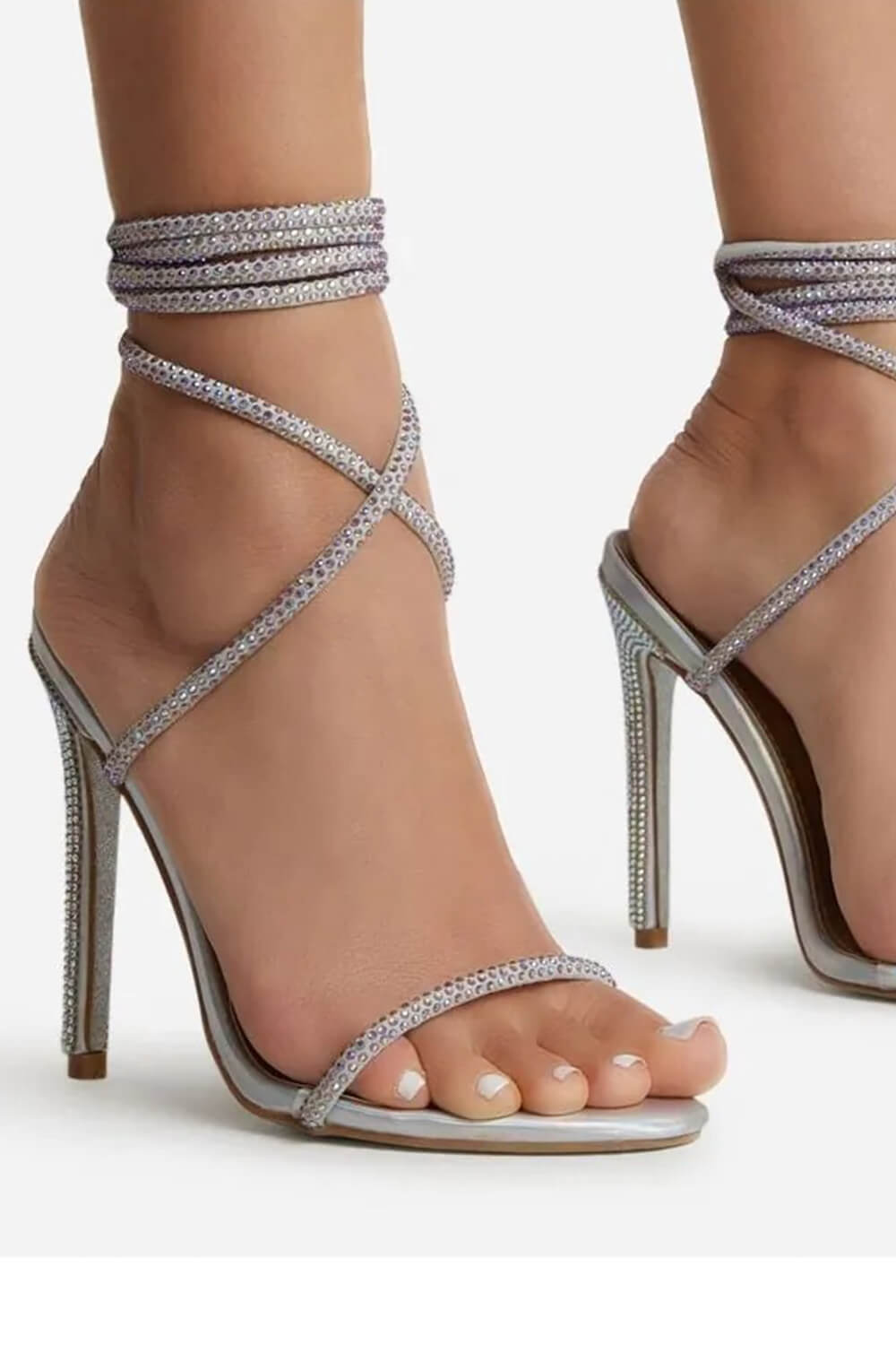 Silver holographic fashion heels