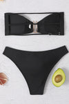 Black Bandeau Bikini Top With A U-Shaped Metal Link