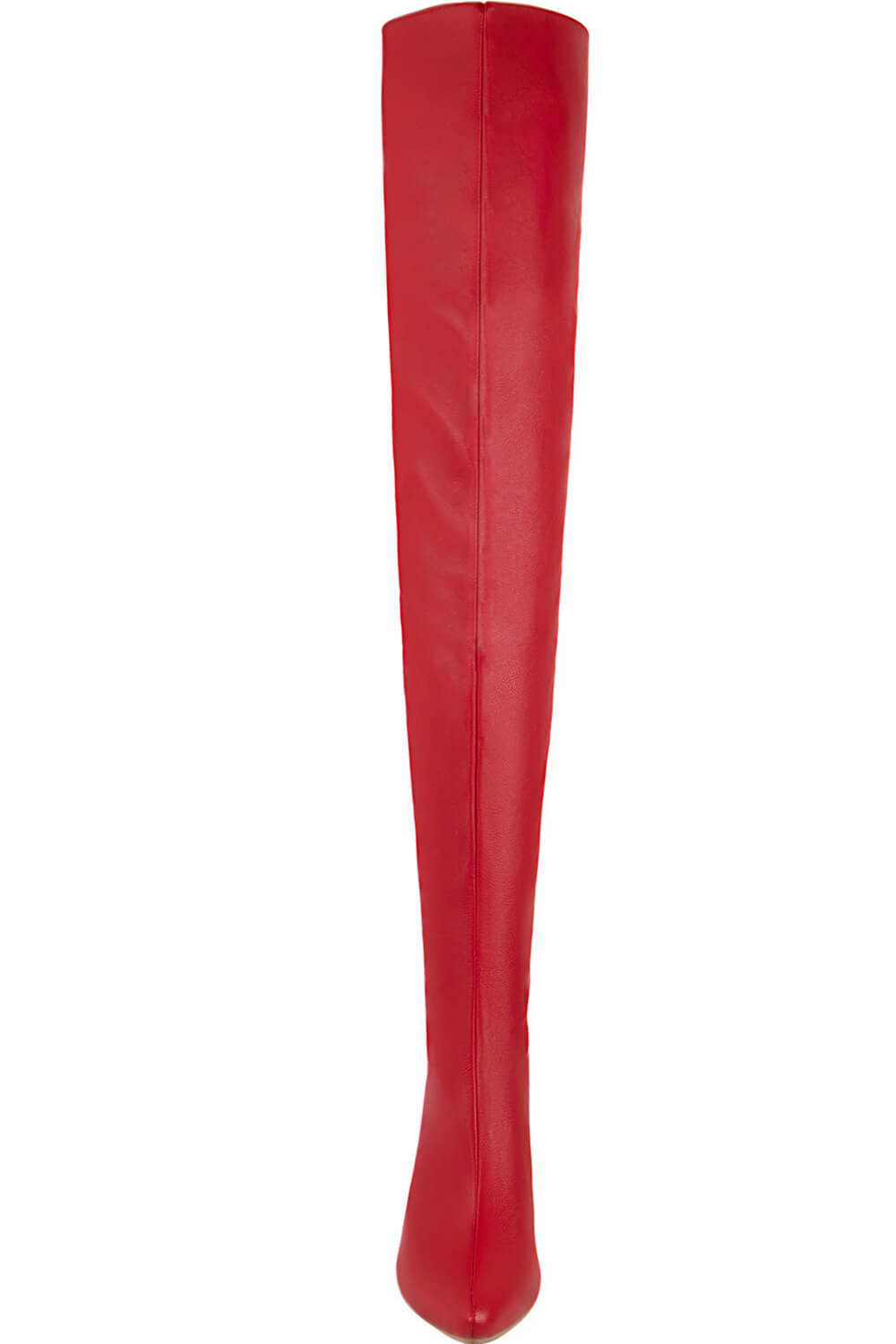 Faux Leather Over The Knee Thigh High Stiletto Boots-Black/Red