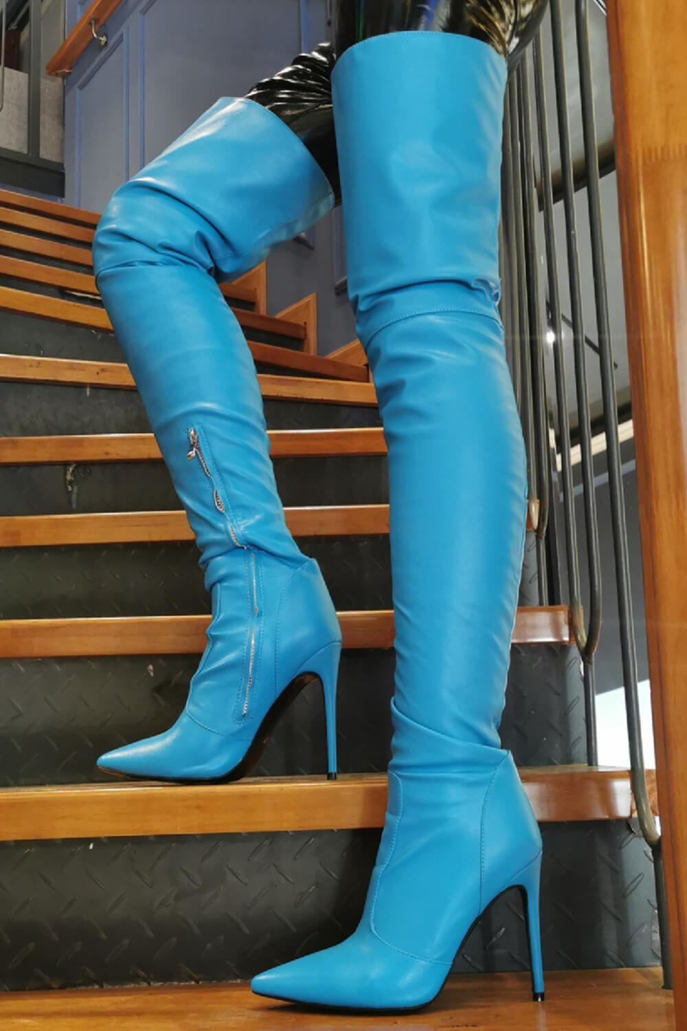 Teal over the knee clearance boots