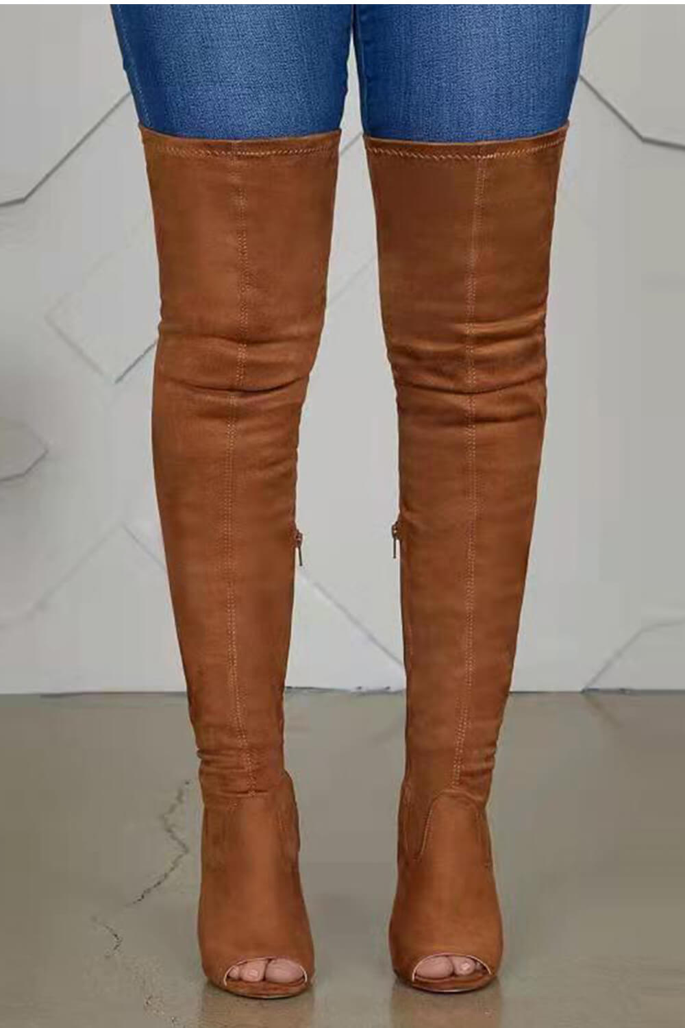 Peep Toe over-the-knee boots
