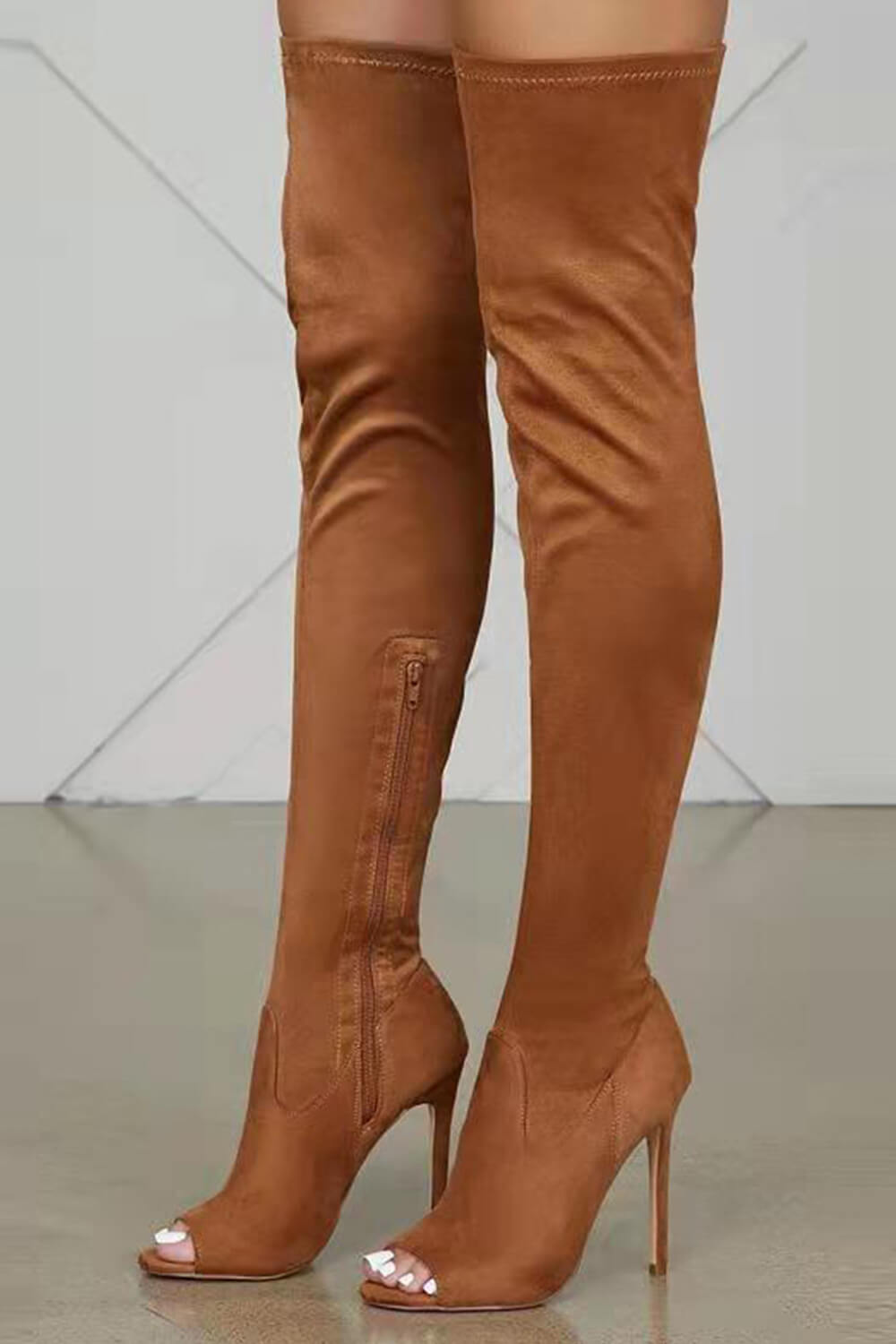 Peep toe shop knee high boots