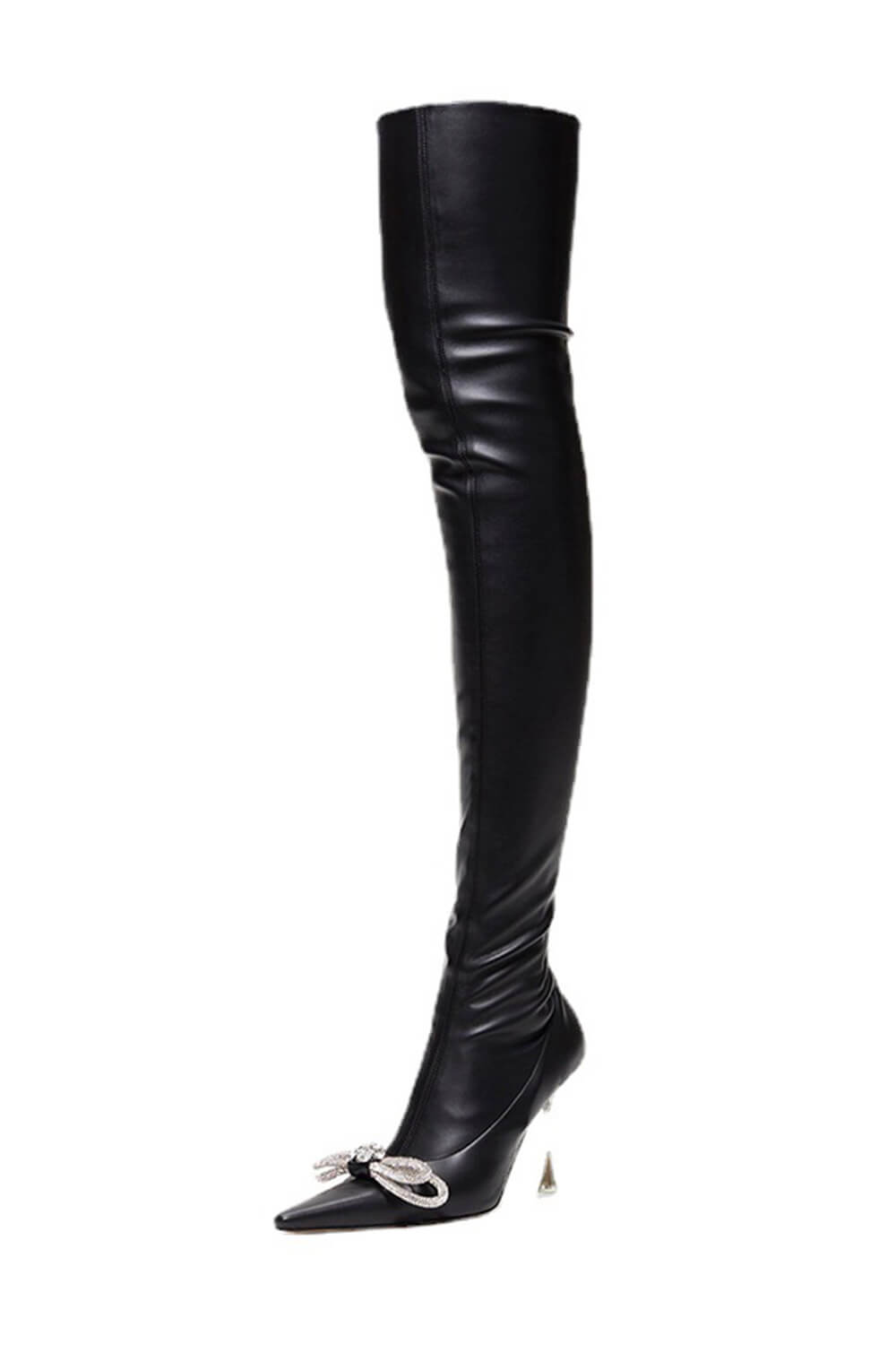 Thigh high outlet clear heel boots